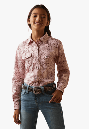 Ariat CLOTHING-Girls Long Sleeve Shirts Ariat Girls Paisley Snap Long Sleeve Shirt