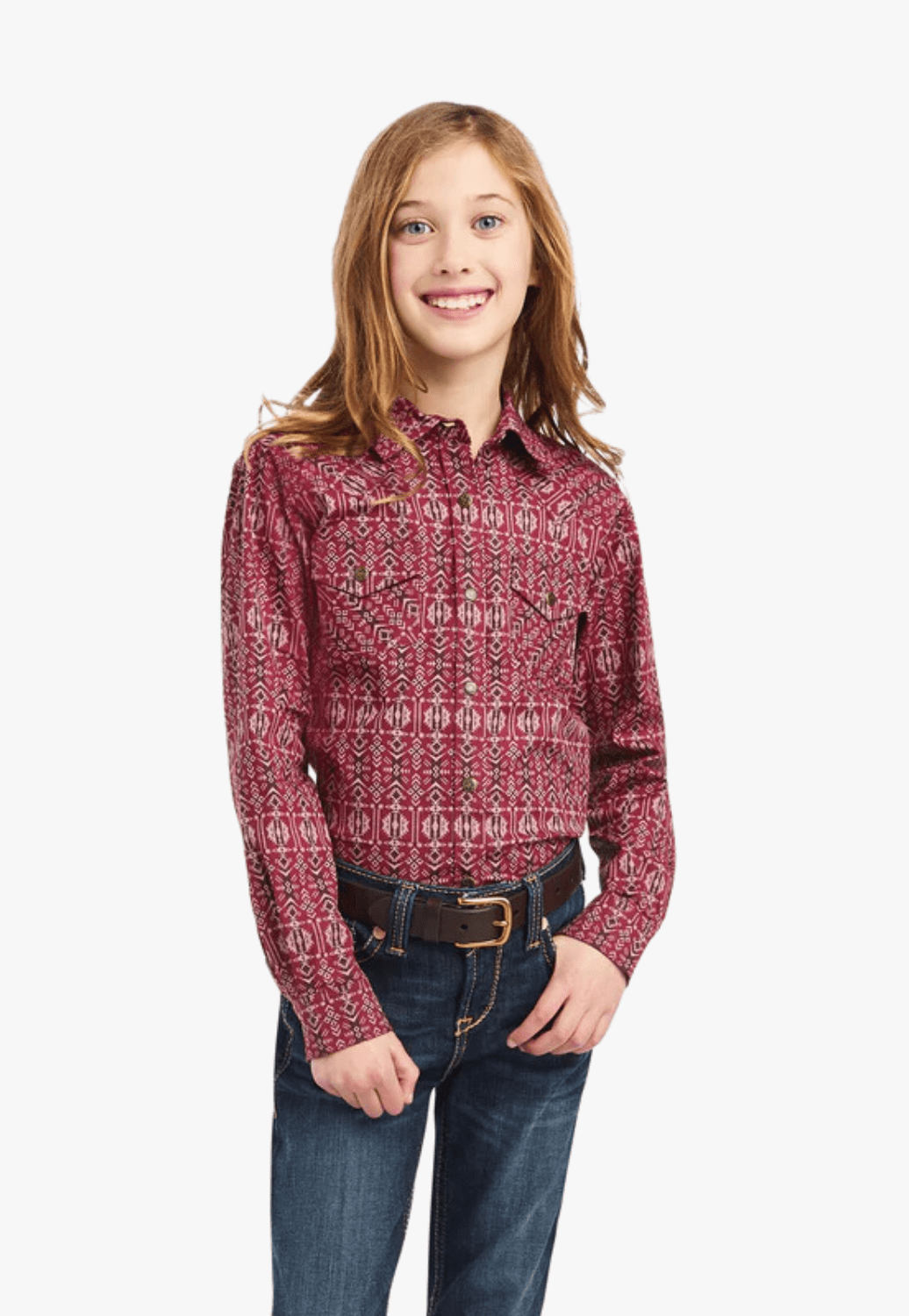 Ariat CLOTHING-Girls Long Sleeve Shirts Ariat Girls REAL Alma Snap Long Sleeve Shirt