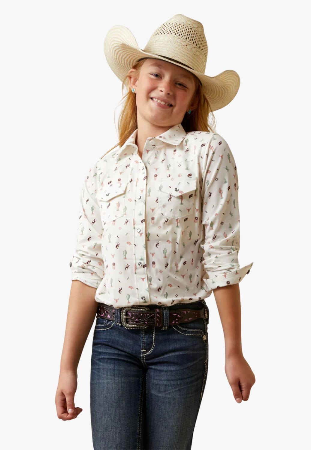 Ariat CLOTHING-Girls Long Sleeve Shirts Ariat Girls Santa Fe Long Sleeve Shirt