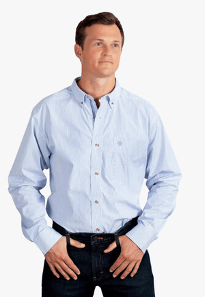 Ariat CLOTHING-Mens Long Sleeve Shirts Ariat Mens Pro Series Cliff Stripe Long Sleeve Shirt