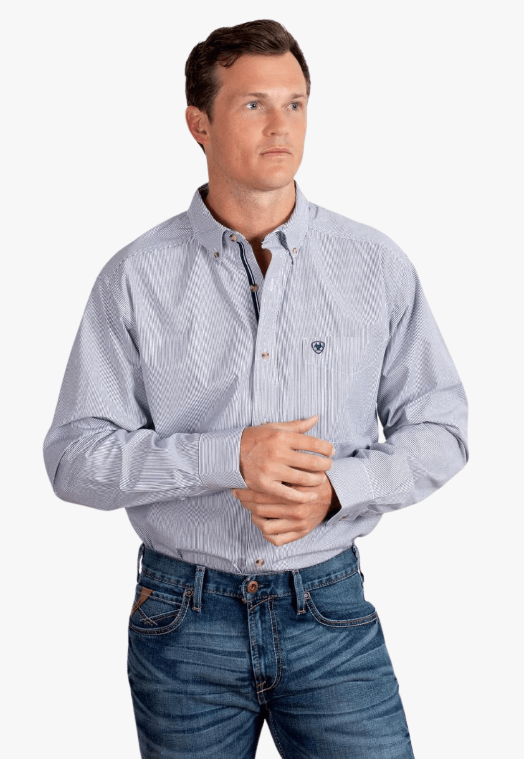 Ariat CLOTHING-Mens Long Sleeve Shirts Ariat Mens Pro Series Cliff Stripe Long Sleeve Shirt