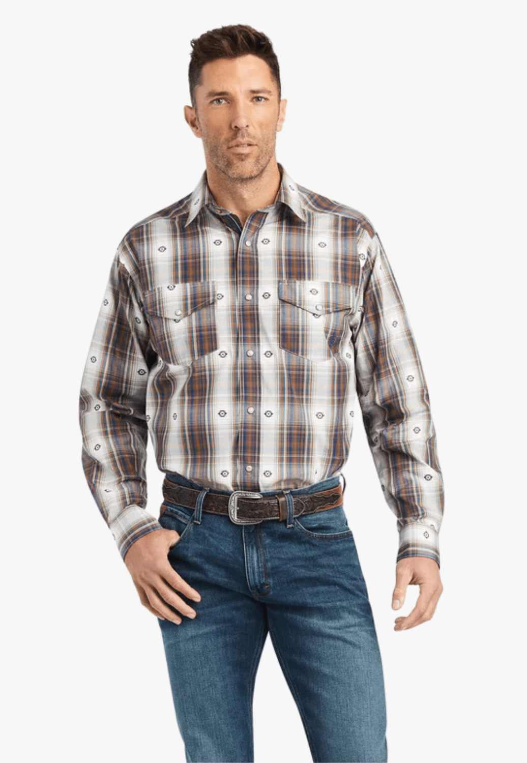 Ariat CLOTHING-Mens Long Sleeve Shirts Ariat Mens Pro Series Geoffrey Classic Snap Long Sleeve Shirt