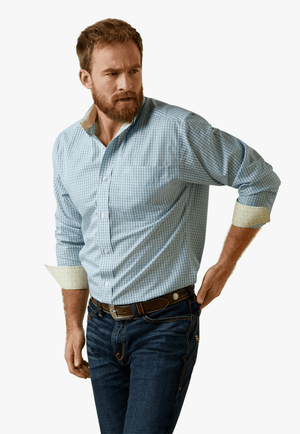 Ariat CLOTHING-Mens Long Sleeve Shirts Ariat Mens Wrinkle Free Colton Fitted Long Sleeve Shirt