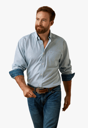 Ariat CLOTHING-Mens Long Sleeve Shirts Ariat Mens Wrinkle Free Emerson Fitted Long Sleeve Shirt