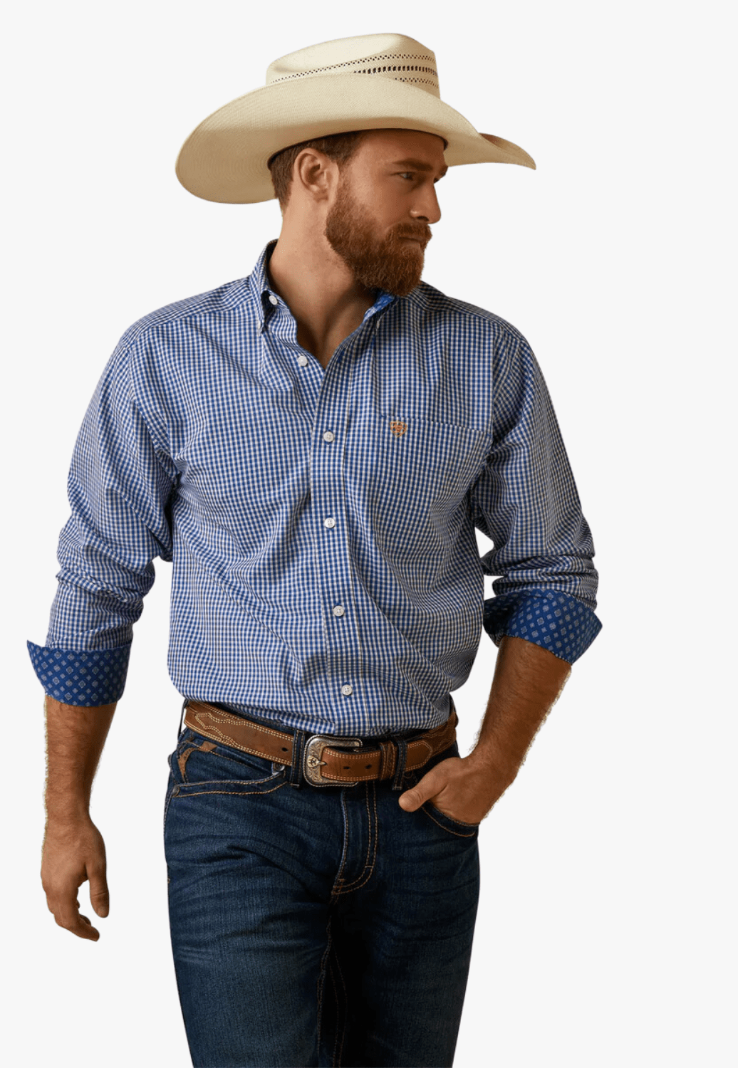 Ariat CLOTHING-Mens Long Sleeve Shirts Ariat Mens Wrinkle Free Finlay Classic Long Sleeve Shirt