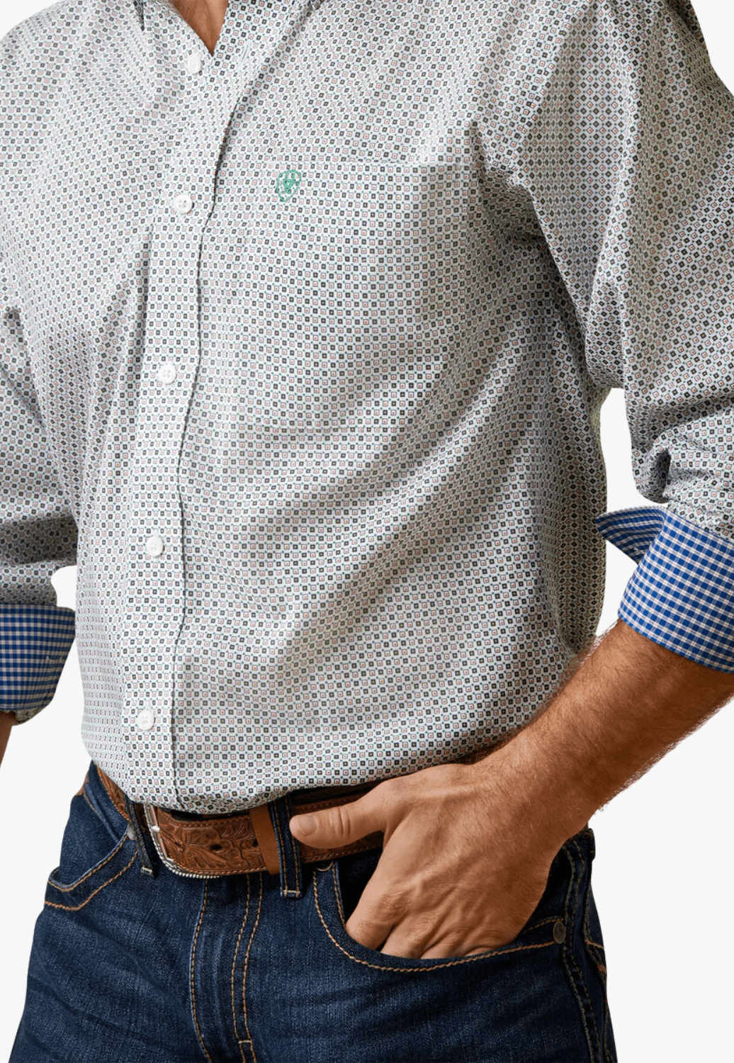 Ariat CLOTHING-Mens Long Sleeve Shirts Ariat Mens Wrinkle Free Flynt Fitted Long Sleeve Shirt
