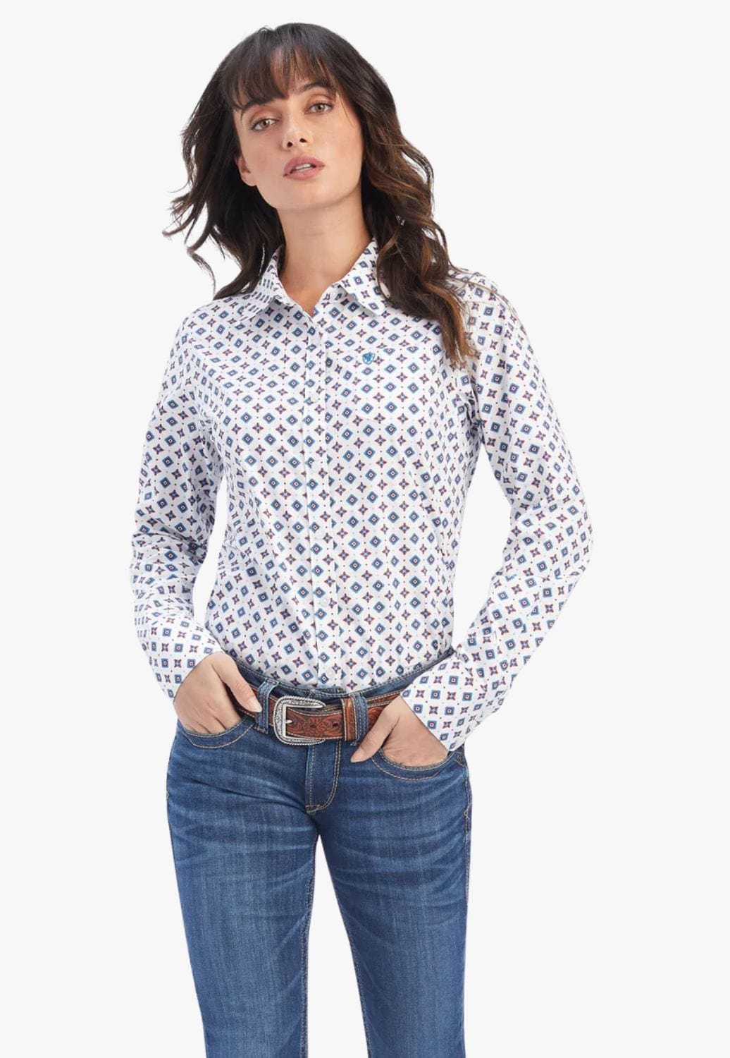 Ariat CLOTHING-Womens Long Sleeve Shirts Ariat Womens Kirby Township Strech Long Sleeve Shirt