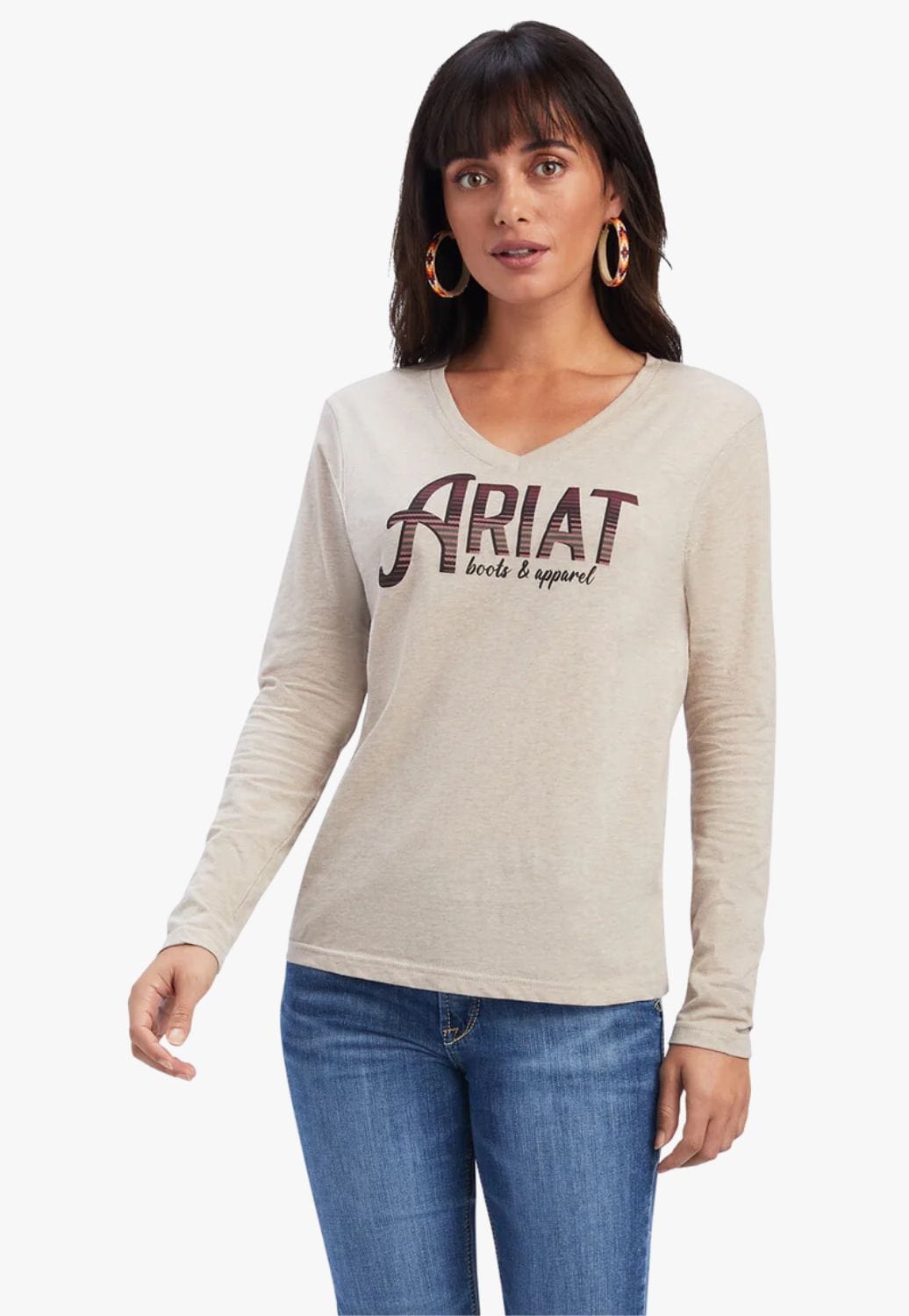 Ariat CLOTHING-Womens Long Sleeve Shirts Ariat Womens REAL Logo Relaxed Long Sleeve Shirt