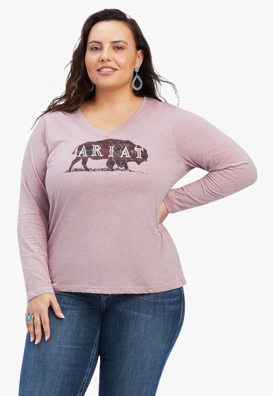 Ariat CLOTHING-Womens Long Sleeve Shirts Ariat Womens REAL Logo Relaxed Long Sleeve Shirt