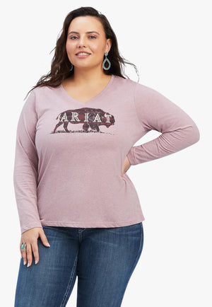 Ariat CLOTHING-Womens Long Sleeve Shirts Ariat Womens REAL Logo Relaxed Long Sleeve Shirt