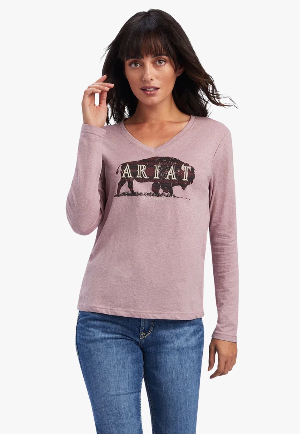 Ariat CLOTHING-Womens Long Sleeve Shirts Ariat Womens REAL Logo Relaxed Long Sleeve Shirt
