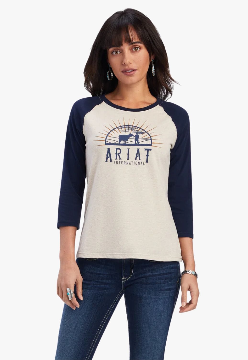 Ariat CLOTHING-Womens Long Sleeve Shirts Ariat Womens REAL Sunride 3/4 Sleeve Shirt