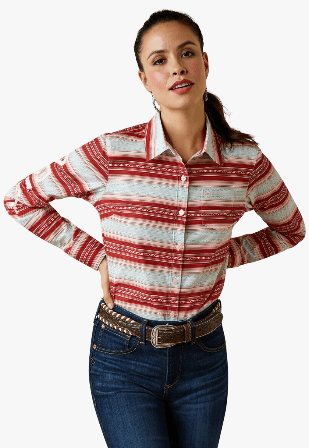 Ariat CLOTHING-Womens Long Sleeve Shirts Ariat Womens Wrinkle Resist Team Kirby Long Sleeve Shirt