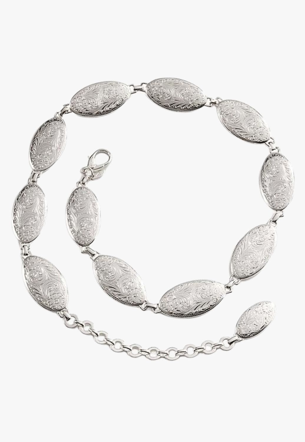 Brighton CLOTHING-Womens Belts Tony Lama Womens Silver Concho Chain Belt