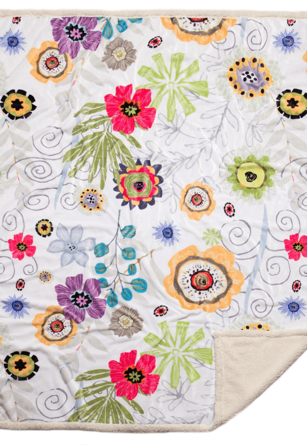 Carstens Homewares - General White Carstens Wildflowers Sherpa Throw