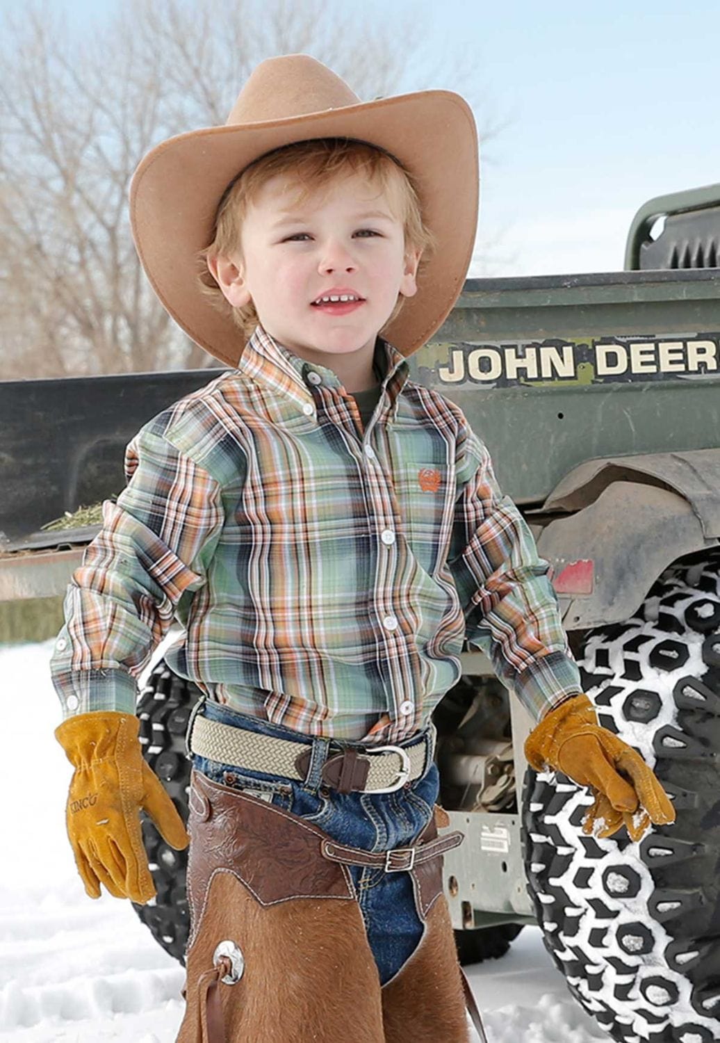 Cinch CLOTHING-Boys Long Sleeve Shirts Cinch Baby Boys Plaid Long Sleeve Shirt