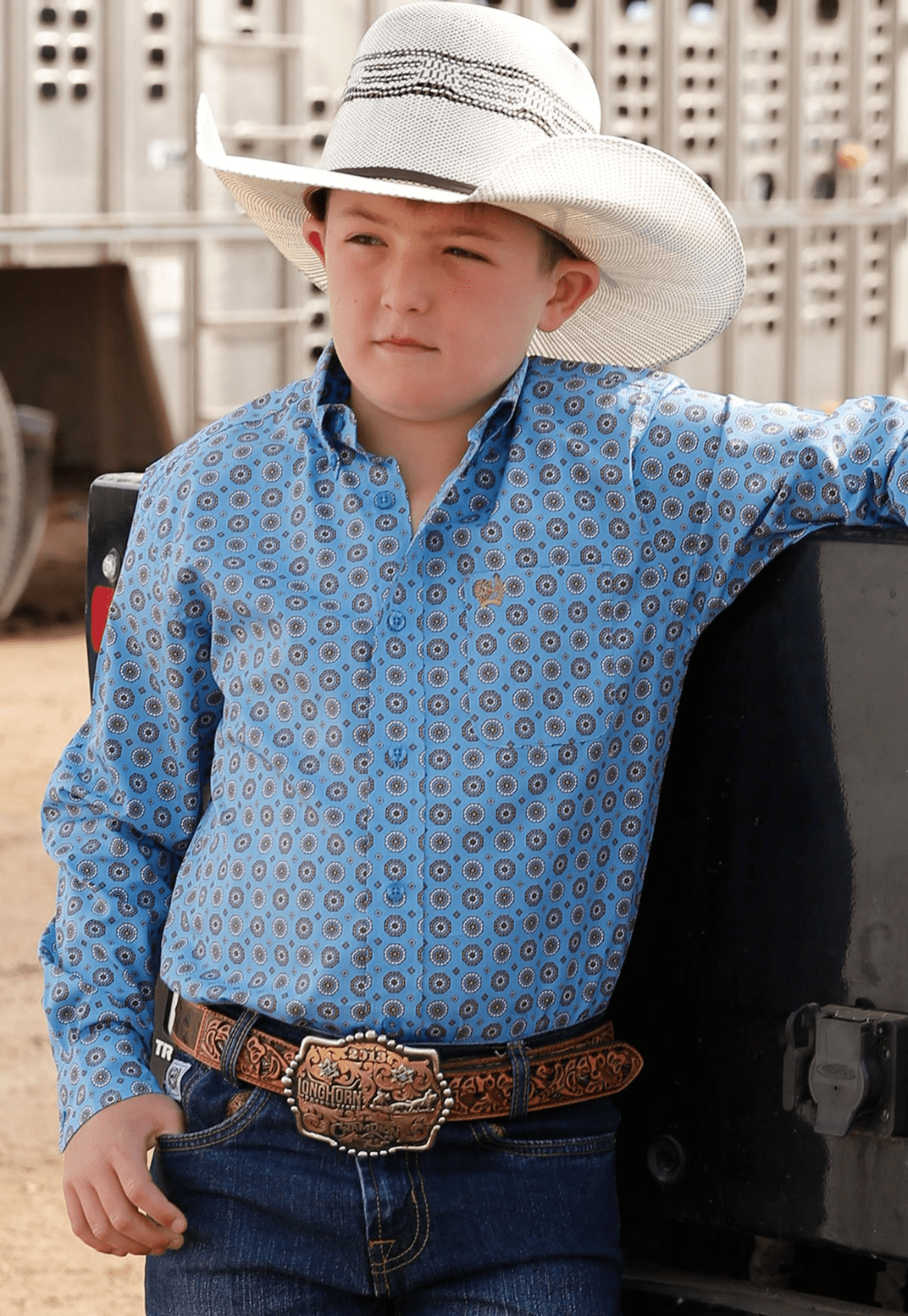Cinch CLOTHING-Boys Long Sleeve Shirts Cinch Boys Medallion Print Button Down Long Sleeve Shirt