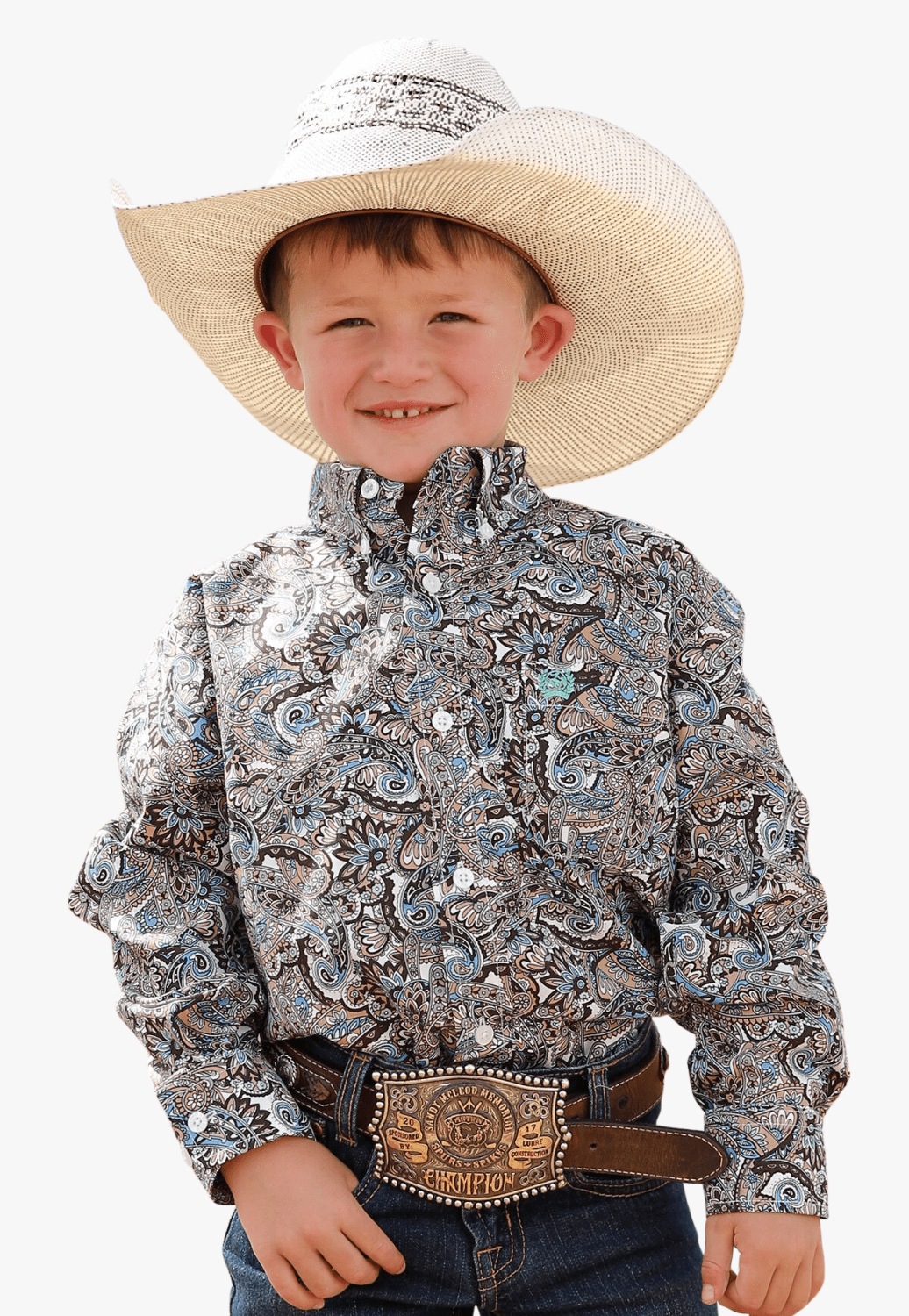 Cinch CLOTHING-Boys Long Sleeve Shirts Cinch Boys Paisley Print Button Down Long Sleeve Shirt