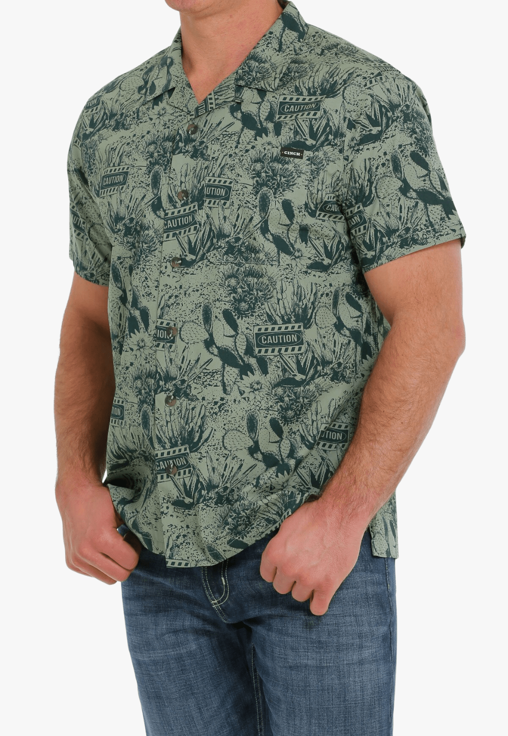 Cinch CLOTHING-Mens Short Sleeve Shirts Cinch Mens Cactus Print Short Sleeve Shirt