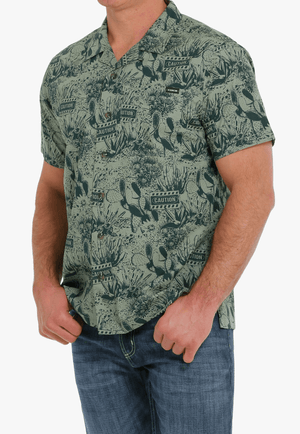 Cinch CLOTHING-Mens Short Sleeve Shirts Cinch Mens Cactus Print Short Sleeve Shirt