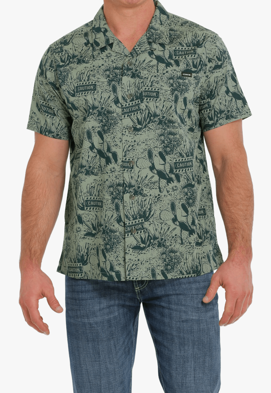 Cinch CLOTHING-Mens Short Sleeve Shirts Cinch Mens Cactus Print Short Sleeve Shirt