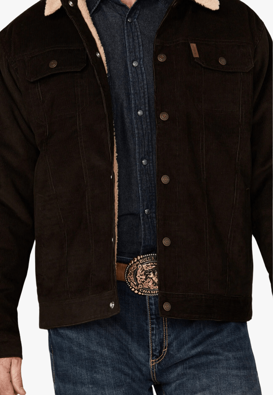Cinch CLOTHING-Mens Jackets Cinch Mens Corduroy Sherpa Lined Snap Jacket