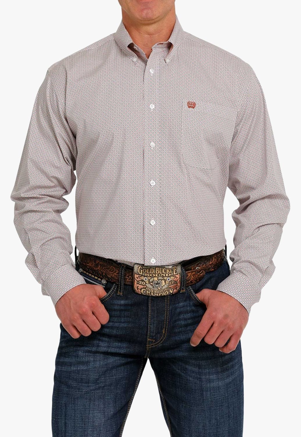 Cinch CLOTHING-Mens Long Sleeve Shirts Cinch Mens Geo Print Button Down Long Sleeve Shirt