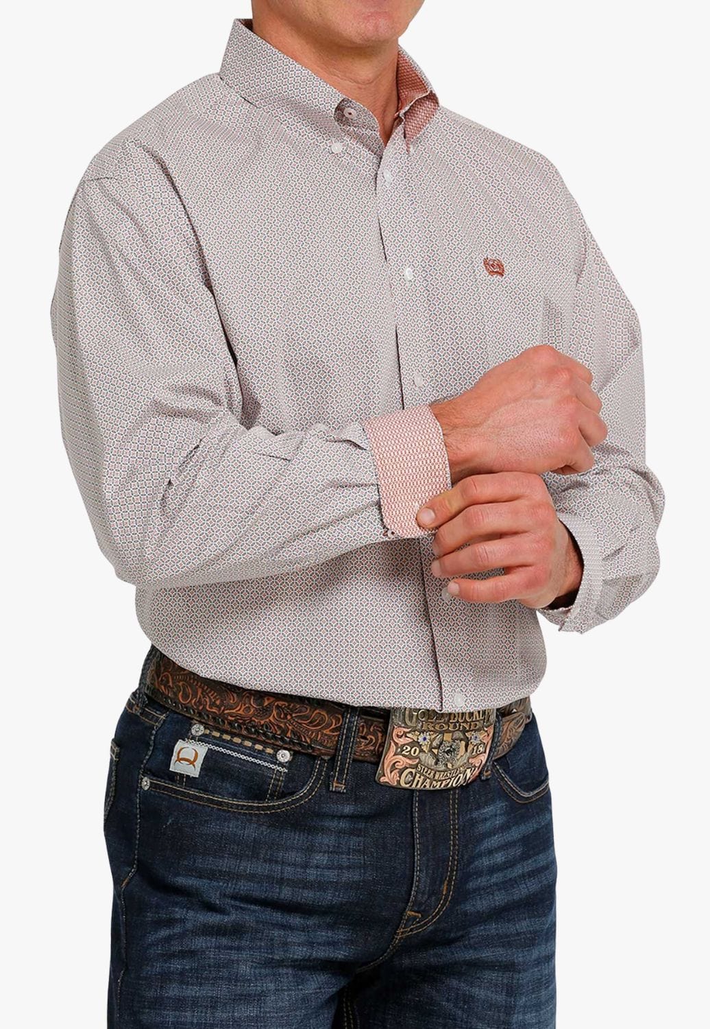 Cinch CLOTHING-Mens Long Sleeve Shirts Cinch Mens Geo Print Button Down Long Sleeve Shirt