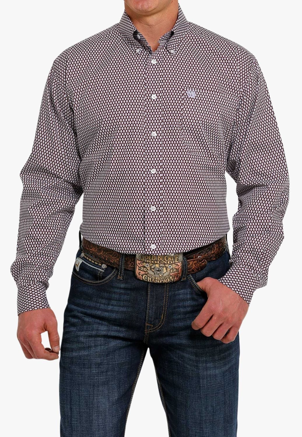 Cinch CLOTHING-Mens Long Sleeve Shirts Cinch Mens Geo Print Button Down Long Sleeve Shirt