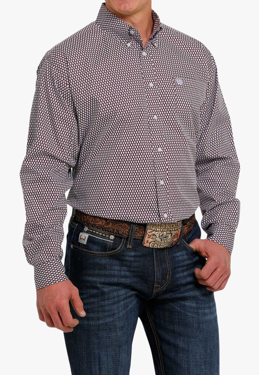 Cinch CLOTHING-Mens Long Sleeve Shirts Cinch Mens Geo Print Button Down Long Sleeve Shirt