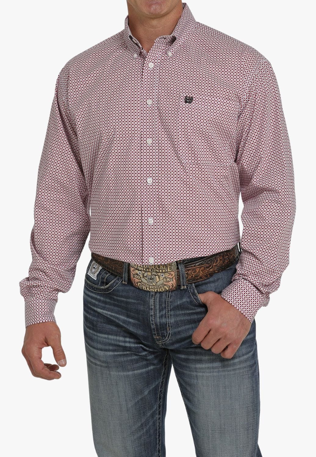 Cinch CLOTHING-Mens Long Sleeve Shirts Cinch Mens Geo Print Button Down Long Sleeve Shirt