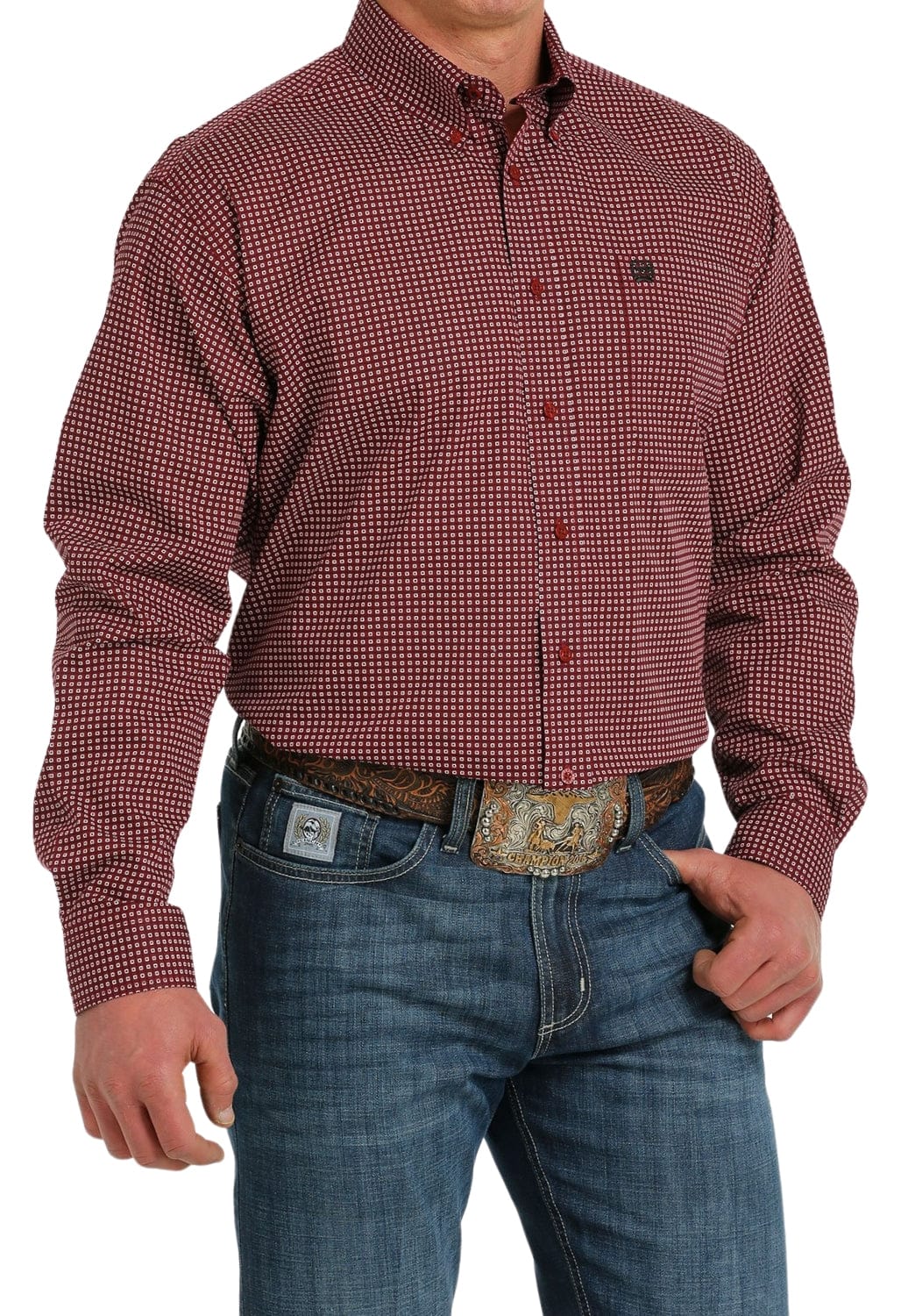 Cinch CLOTHING-Mens Long Sleeve Shirts Cinch Mens Geo Print Button Down Long Sleeve Shirt
