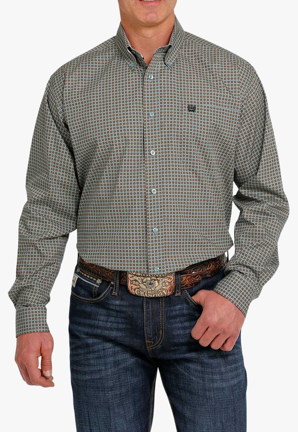 Cinch CLOTHING-Mens Long Sleeve Shirts Cinch Mens Geo Print Long Sleeve Shirt