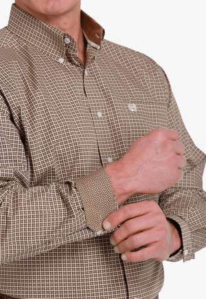 Cinch CLOTHING-Mens Long Sleeve Shirts Cinch Mens Geometric Button Down Long Sleeve Shirt