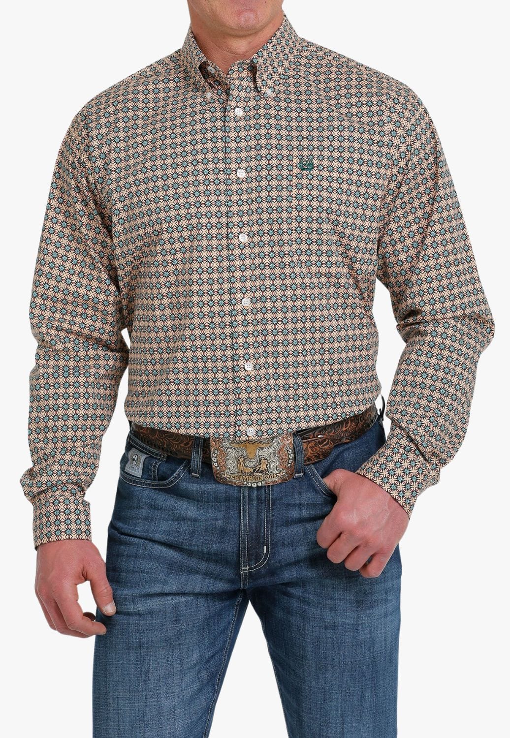 Cinch CLOTHING-Mens Long Sleeve Shirts Cinch Mens Geometric Long Sleeve Shirt