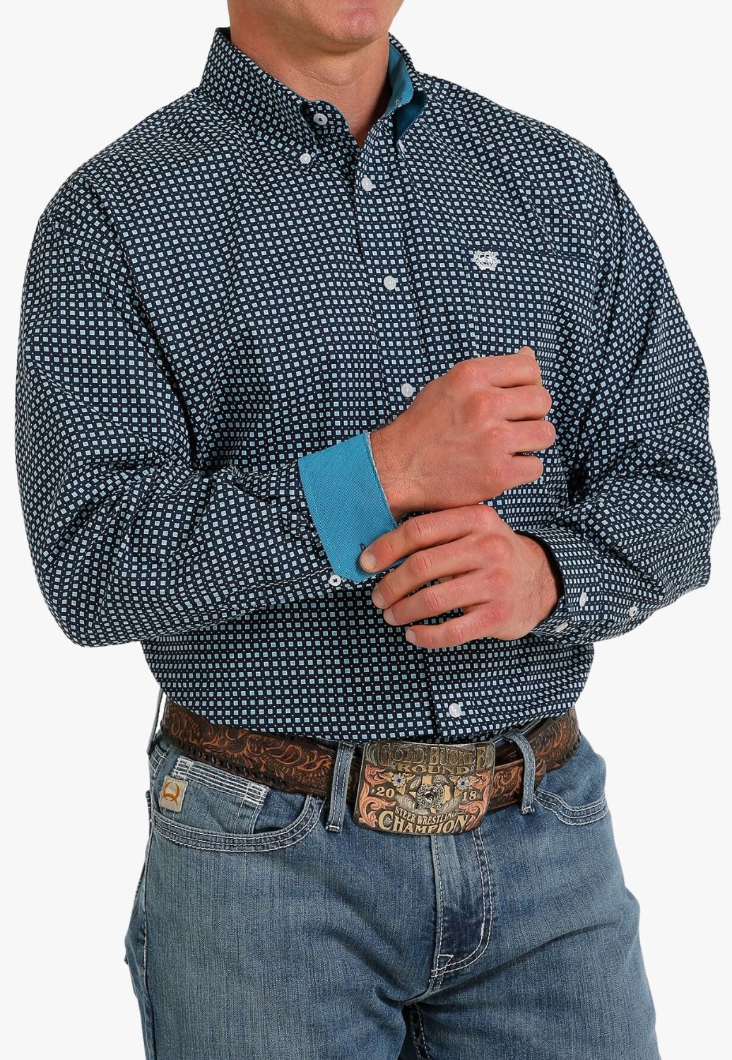 Cinch CLOTHING-Mens Long Sleeve Shirts Cinch Mens Geometric Print Long Sleeve Shirt