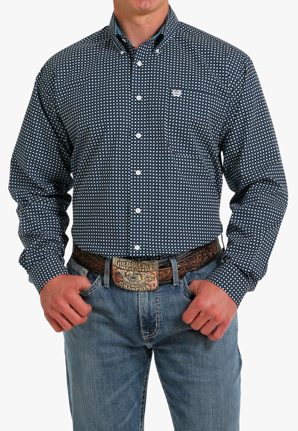 Cinch CLOTHING-Mens Long Sleeve Shirts Cinch Mens Geometric Print Long Sleeve Shirt