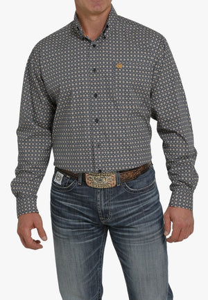 Cinch CLOTHING-Mens Long Sleeve Shirts Cinch Mens Medallion Button Down Long Sleeve Shirt