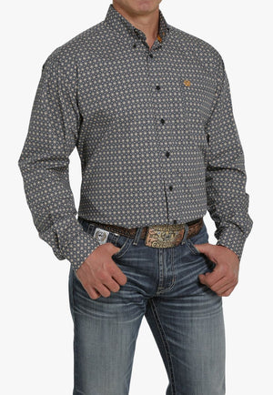 Cinch CLOTHING-Mens Long Sleeve Shirts Cinch Mens Medallion Button Down Long Sleeve Shirt