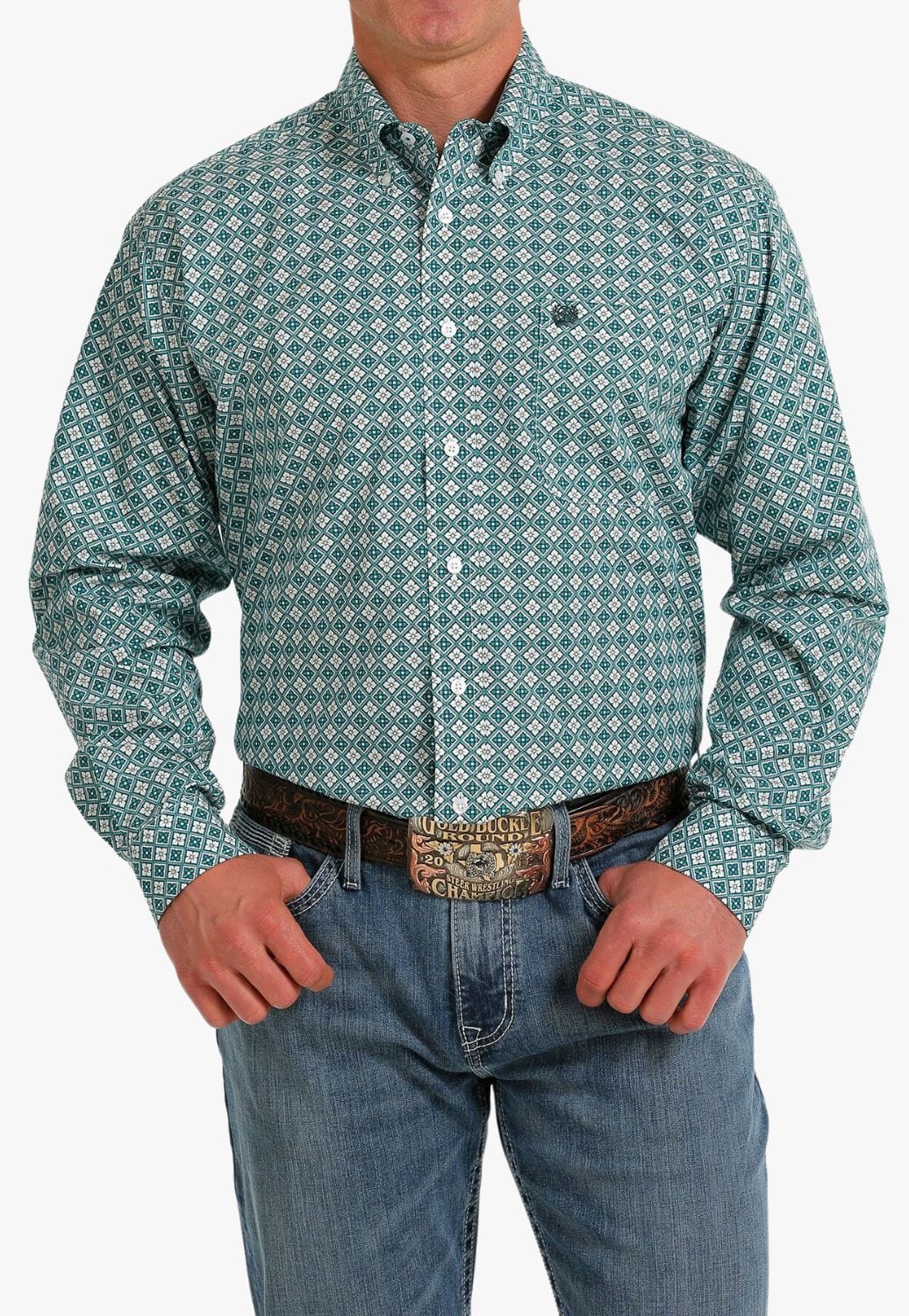 Cinch CLOTHING-Mens Short Sleeve Shirts Cinch Mens Medallion Print Long Sleeve Shirt