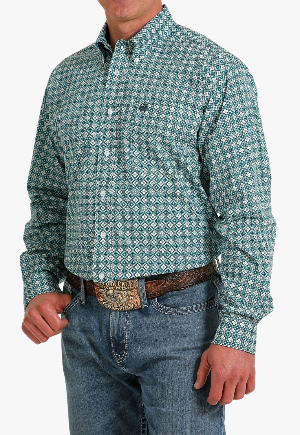 Cinch CLOTHING-Mens Short Sleeve Shirts Cinch Mens Medallion Print Long Sleeve Shirt