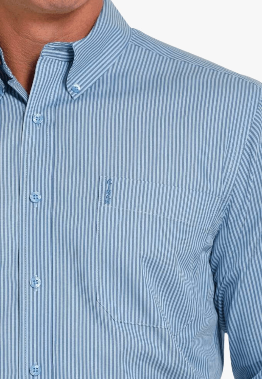 Cinch CLOTHING-Mens Long Sleeve Shirts Cinch Mens Modern Fit Stripe Long Sleeve Shirt