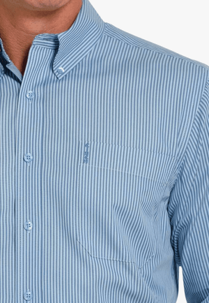 Cinch CLOTHING-Mens Long Sleeve Shirts Cinch Mens Modern Fit Stripe Long Sleeve Shirt