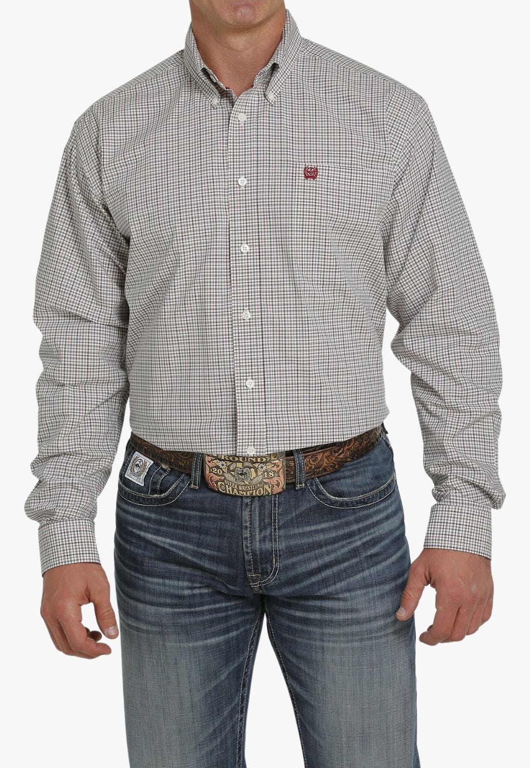 Cinch CLOTHING-Mens Long Sleeve Shirts Cinch Mens Plaid Button Down Long Sleeve Shirt
