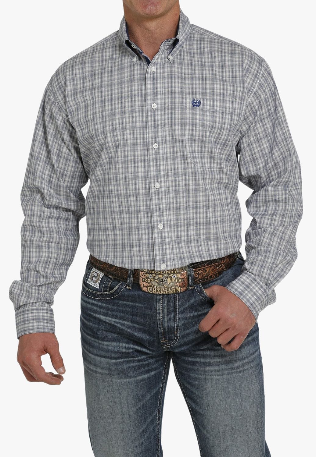 Cinch CLOTHING-Mens Long Sleeve Shirts Cinch Mens Plaid Button Down Long Sleeve Shirt