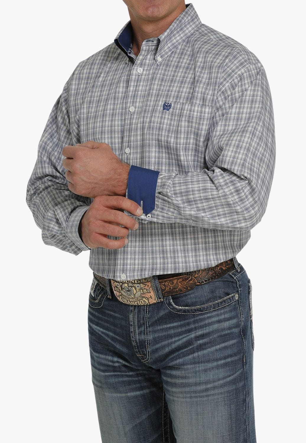 Cinch CLOTHING-Mens Long Sleeve Shirts Cinch Mens Plaid Button Down Long Sleeve Shirt