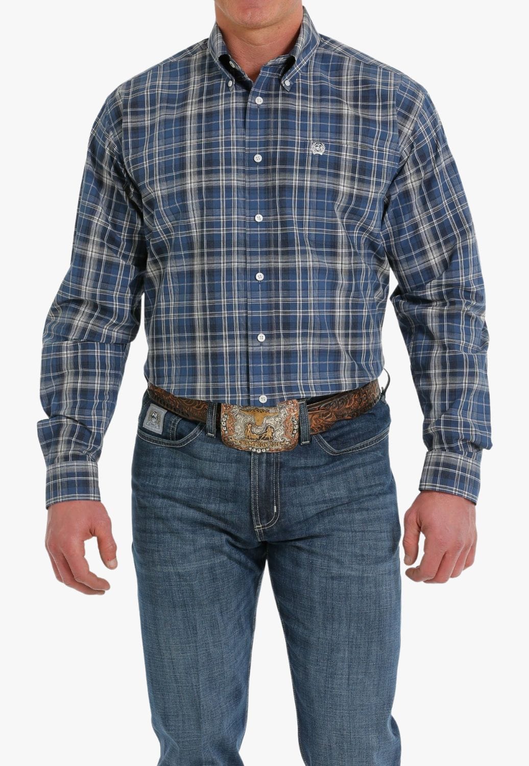 Cinch CLOTHING-Mens Long Sleeve Shirts Cinch Mens Plaid Button Down Long Sleeve Shirt