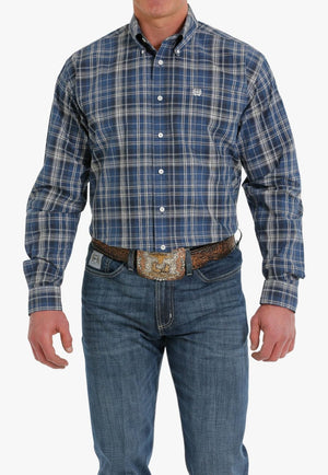 Cinch CLOTHING-Mens Long Sleeve Shirts Cinch Mens Plaid Button Down Long Sleeve Shirt