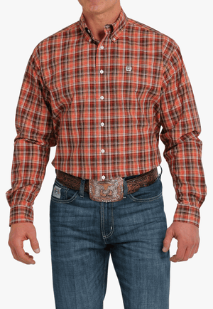 Cinch CLOTHING-Mens Long Sleeve Shirts Cinch Mens Plaid Button Down Long Sleeve Shirt