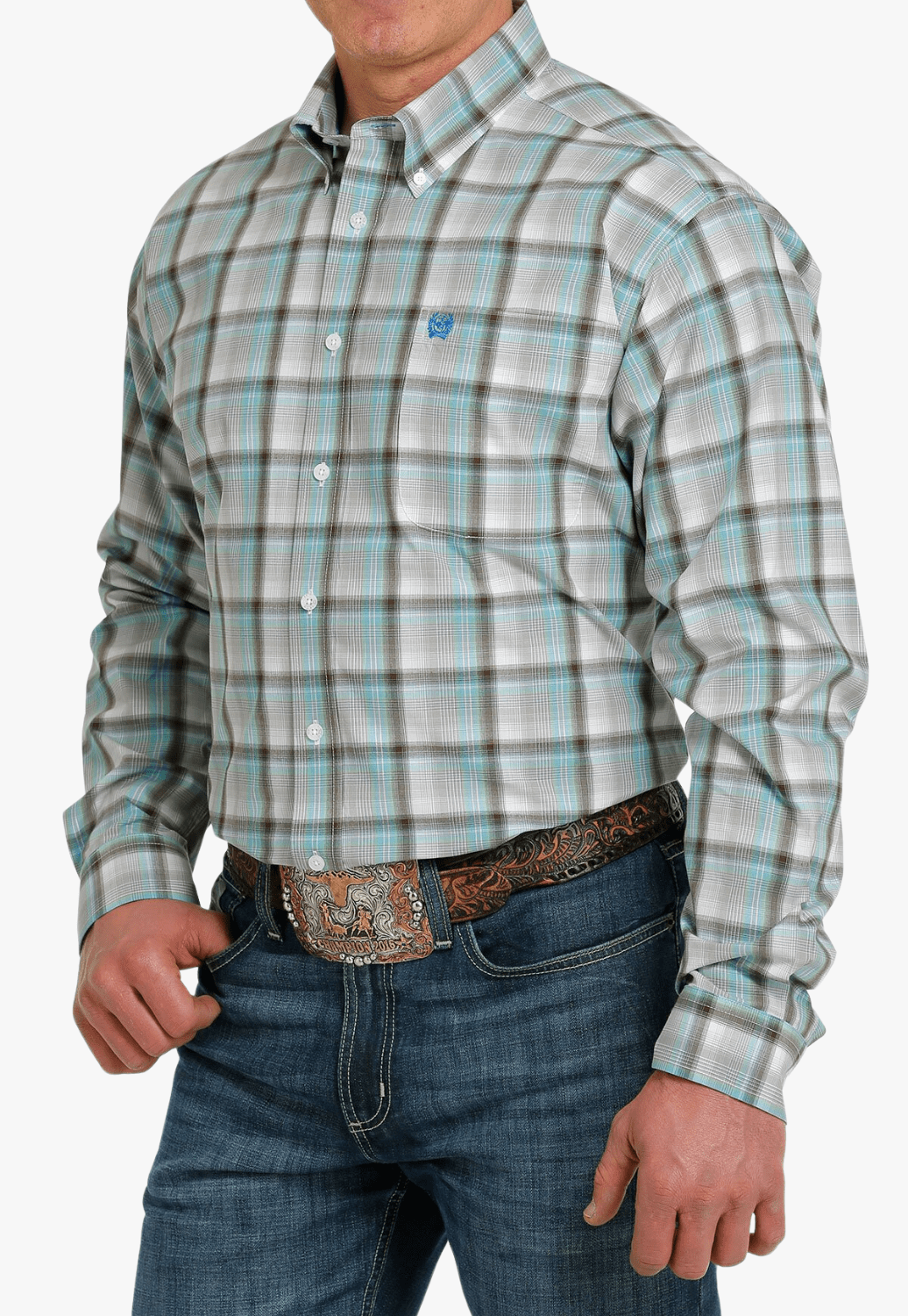 Cinch CLOTHING-Mens Long Sleeve Shirts Cinch Mens Plaid Button Down Long Sleeve Shirt